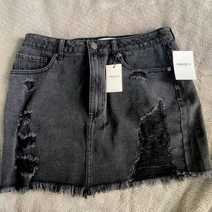 Black Denim Mini Skirt